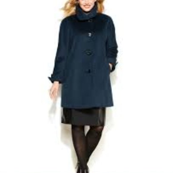 Ellen Tracy Walker Wool Angora Blend A-line Coat - Picture 1 of 7